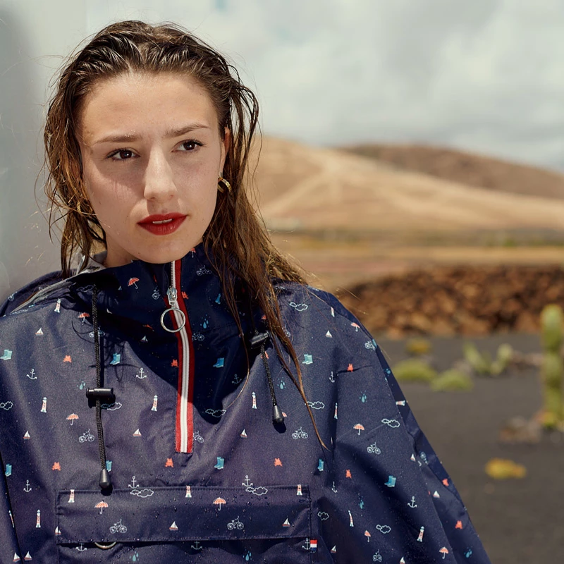 Le Temps Des Grenouilles Cape De Pluie Vélo ADULTE - Tissu à Motif